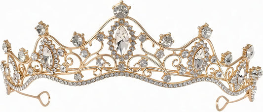 Crystal Crown for Women Girls Elegant Gold Princess Headband Sparkling Rhinestones Queen Tiara for Weddings Birthday Parties Proms Pageant Cosplay