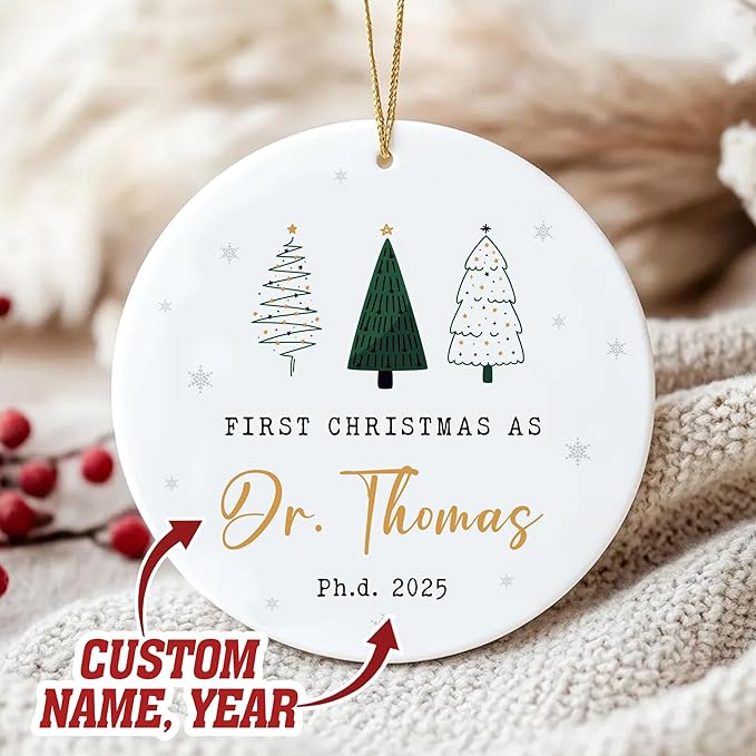 Personalized First Christmas As Doctor Christmas Ornaments 2025, Phd Graduation Gifts for Men Women, Custom Doctorate Grad Gifts, Phd Doctoral Graduation Ornament, Class of 2025, Dr Gift