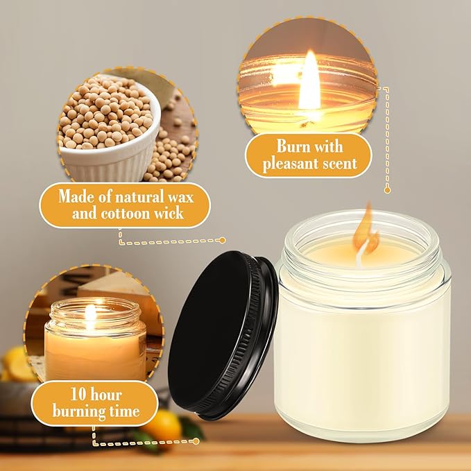 MTLEE 36 Pcs Mini Mason Jar Candles Favors Bulk 4 oz Small Scented Jar Candles with Lids for Birthday Wedding Party Gift(Lemon, Citrus, Coconut Milk)