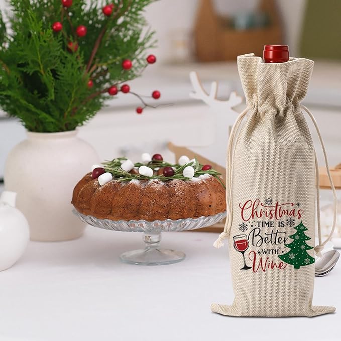 Funny Christmas Wine Bag, Christmas Wine Bottle Cover, Merry Xmas New Year Vacation Party Decorations, Funny Xmas Holiday Wines Bottles Gifts for Women Men
