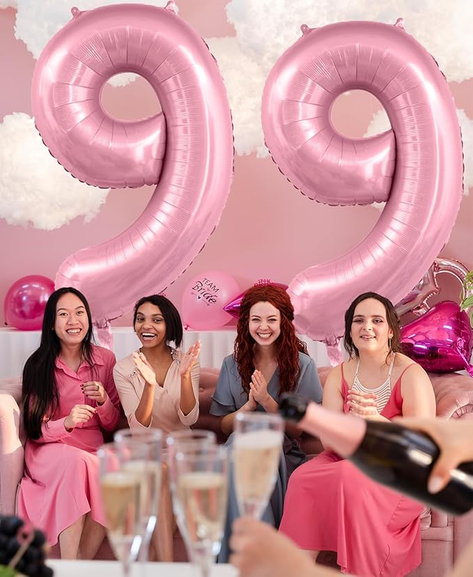 Smlpuame Pastel Pink 9 Balloons, 40 Inch Large Light Pink Foil Number Balloons 0-10, Self-Sealing 9th Birthday Balloon for Girls Women Anniversary Baby Shower Princess Party Decorations Supplies