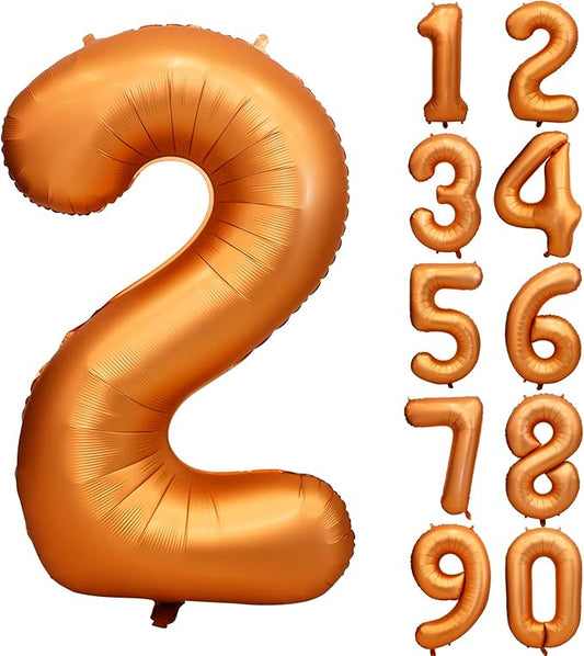 40 inch Orange Number Balloon Giant Foil Helium Balloons for 2nd Birthday Party Decorations