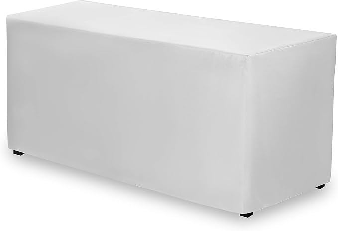 Gee Di Moda Fitted Tablecloth - 72 x 30 Inch White Fitted Table Cloth for 6 Foot Rectangle Table - Heavy Duty Washable Fabric - for 6 Ft Buffet Table Holiday Party Dinner Wedding & Trade Show
