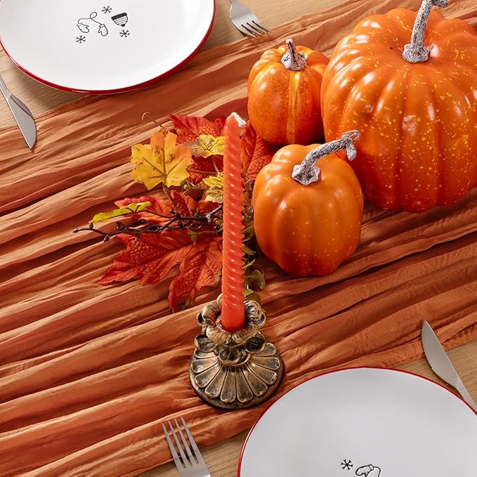 Fall Table Runner Terracotta Cheesecloth Table Runner 14FT Farmhouse Table Runners 160 Inches Table Decor Thanksgiving Dining Room Centerpiece Wedding Boho Baby Shower Birthday