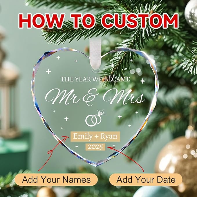 Wedding Gifts for Couples 2025 - Personalized Mr and Mrs Ornament - Bridal Shower Gifts, Wedding Gift for Bride, Newly Wed, Future Mr Mrs - Just Married Decorations Acrylic Ornaments