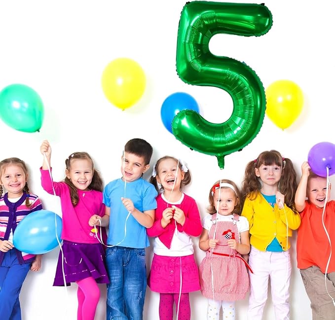 Green Number Balloons, 40 Inch Dark Green Balloon 5.5 Helium Balloon 5th Birthday for 5 Years Birthday Party Wedding Anniversary Decoration Children Girls Boys