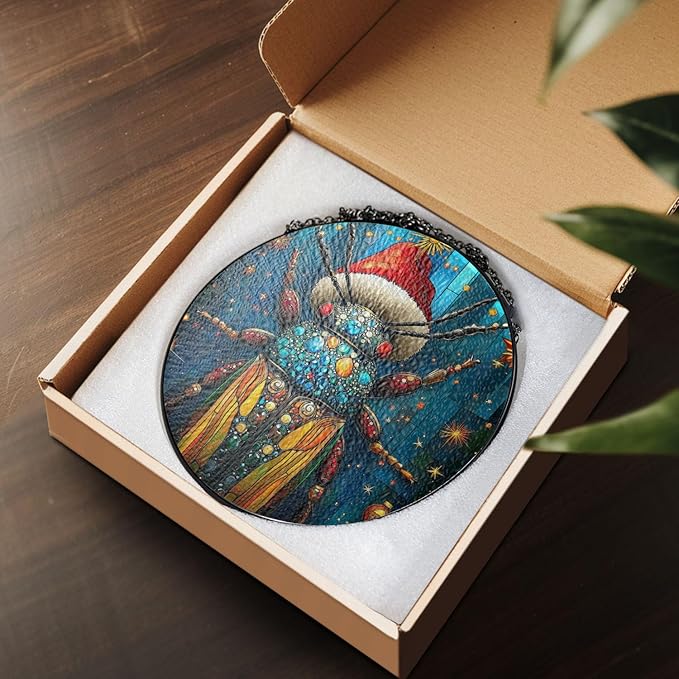 Desert Beetle Stained Glass Window Hanging Decor - Desert Beetle Christmas Decor - Handmade Ornament for Window Decoration - Xmas Gift for Home Decor