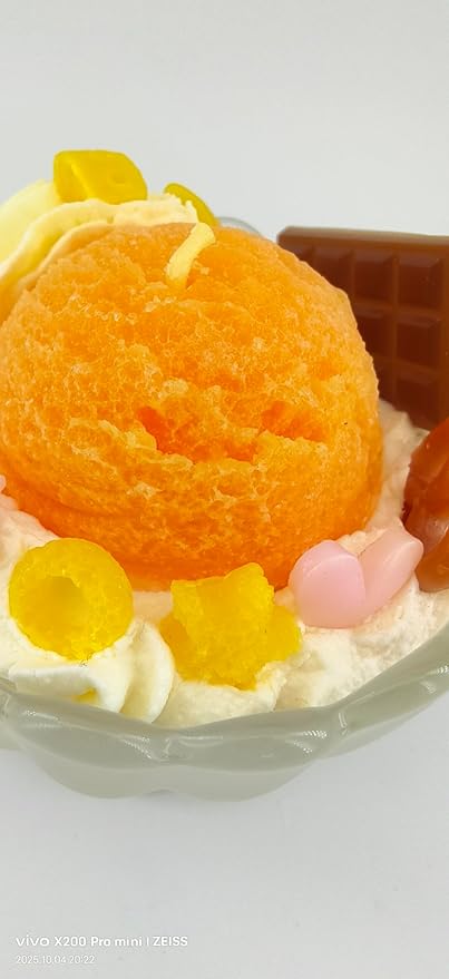 Generic Ice Cream Aromatherapy Candles, Glass Goblet, Decorative Dessert Shape, Fruit Fragrance, Christmas Birthday Festival Gift (Fragrant Peach)