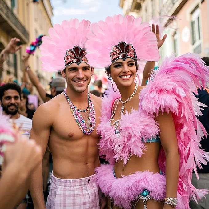 Women's Carnival Feather Headpieces Sequin Headdress for Wedding Masquerade Party Cosplay Feather Headbands