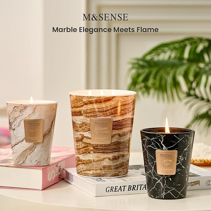 M&SENSE Extra Large Candle 35oz 150H EspressoHotFudge Scented, 3 Wick Highly Scented Jar Candle, XL Large Christmas Gift Candle for Women, Long Lasting Burning for Holiday, Thanksgiving, Christmas