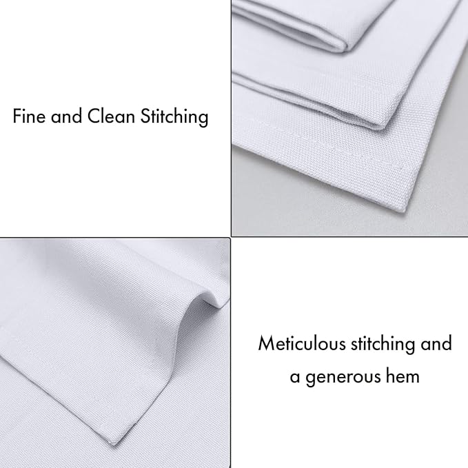 Ruvanti Premium Cloth Napkins Set of 12, 18x18 Inches, 100% Cotton, Washable, Soft & Absorbent, Perfect for Wedding, Christmas, ‎Thanksgiving Dinners - White