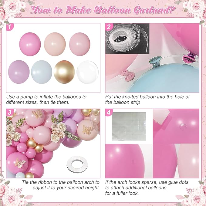 Light Pink and Blue Balloon Arch Kit, Princess Gold Pink Rose Orange Balloon Garland Kit for Wedding Birthday Baby Shower Gender Reveal Bridal Decorations