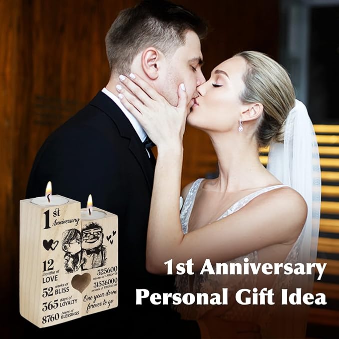 1st Anniversary Wedding Gifts for Wife Girlfriend, Couples Gift Candlestick,1st 1 Year Wedding Anniversary Romantic Gifts for Wife Husband, Presents for Girlfriend Boyfriend,One Year for Her Him