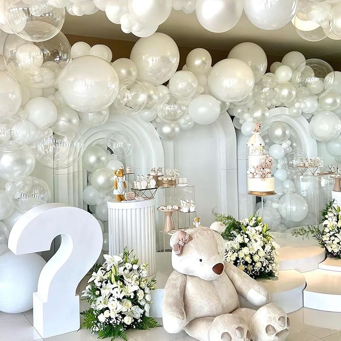 Pearl White Balloons 12 Inch, 50Pcs Pearl Balloon Bright Royal Clear Latex for Arch Helium Birthday Wedding Baby Shower Anniversary Party Decorations