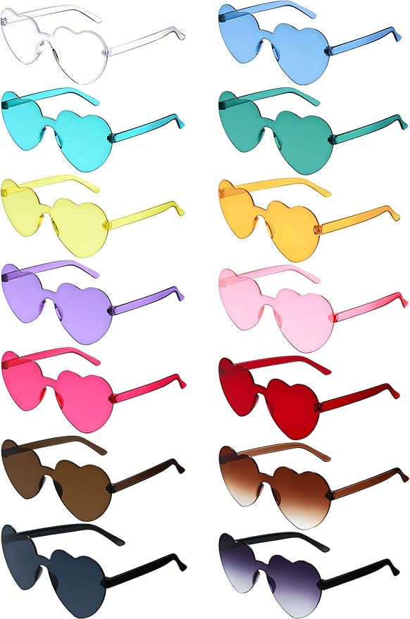 Flutesan 42 Pairs Heart Shaped Sunglasses Bulk for Women Cute Y2k Trendy Rimless Transparent Heart Glasses for Party Favor