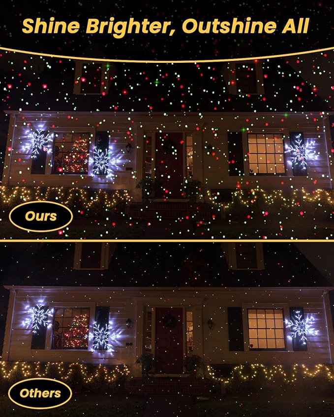 Christmas Projector Lights Outdoor, 9 High-Definition Patterns Laser Light Projector with Remote and Timer, Party Lights for Indoor Outdoor Garden Holiday Decoration Halloween New Year