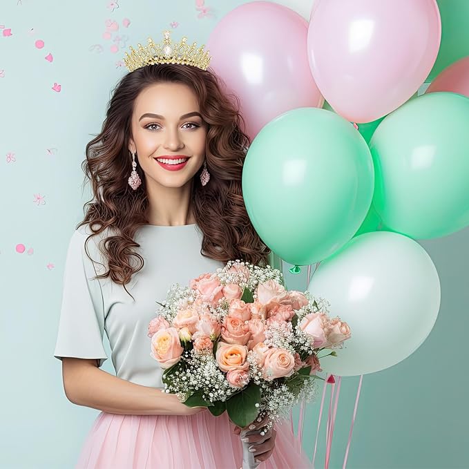 Schmoopy Tiara Crown for Women, Crystal Tiara for Bridal Prom Queen Birthday Birthday Party (B-Gold)