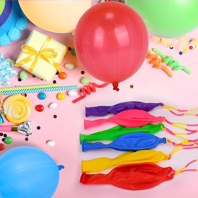 24 Pcs Red Punch Balloons Bounce with Rubber Band Handle Punching Balloon Heavy Duty for Birthday party favors, Kids (Red)