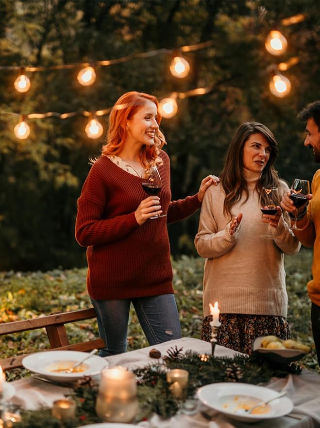 Outdoor String Lights 400FT Patio Lights with 208 shatterproof G40 dimmable Globe LED Bulb, Waterproof connectable Outdoor Lighting for Backyard Porch Balcony gazobo, 4-Pack 100FT,Black