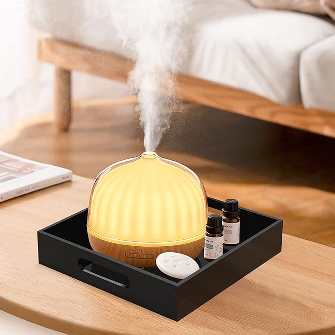 Home Decorative Coffee Table Tray, 10"x10" Elegant Acrylic Serving Trays with Handles Works for Eating, Breakfast, Makeup Drawer Organizer,Bathroom Vanity Table,Ottoman Tray, Black