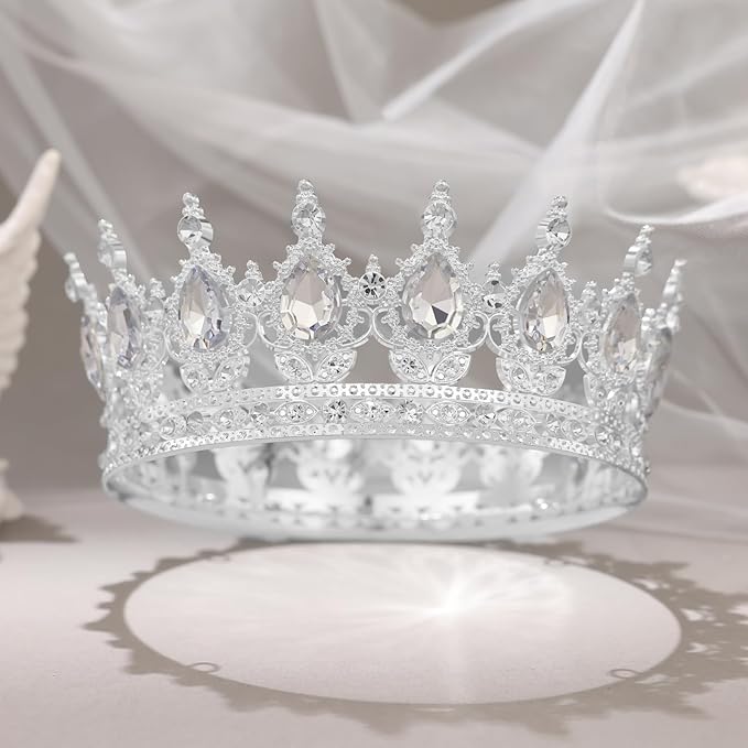 Silver Crown for Women Crystal Tiara and Queen Crown for Girl Wedding Headband for Bride Hair Accessories for Costume Birthday Party Cake Decoration Prom