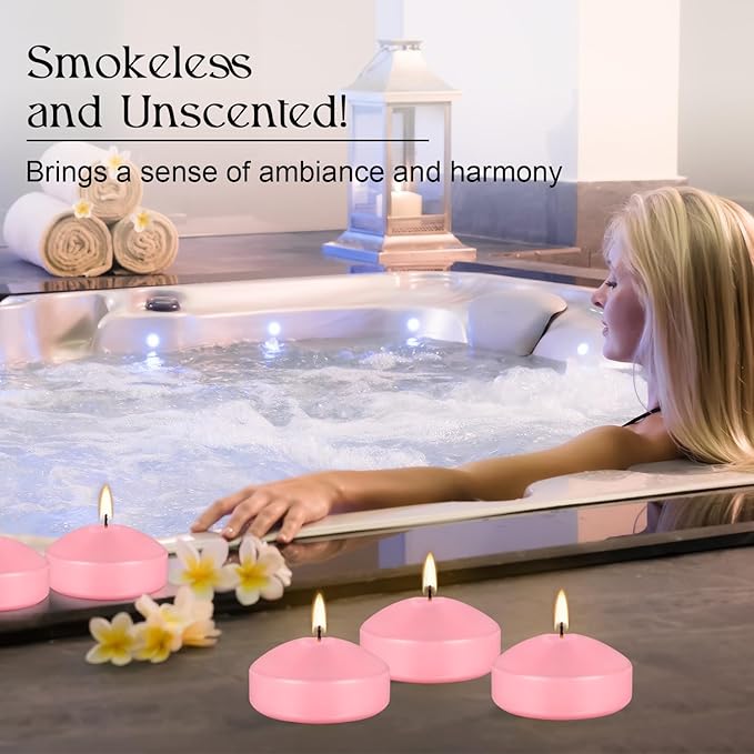 12-Pack 3 Inch Pink Floating Candles - Romantic Decor for Celebrations, and Parties
