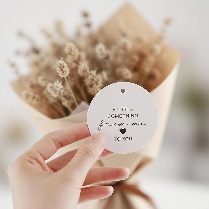 70Pcs Thank You Gift Tags, 2.5Inch “A Little Something from Me to You” Pre-Punched Hole Hangtag for Gifts, Favors (String is NOT Included)