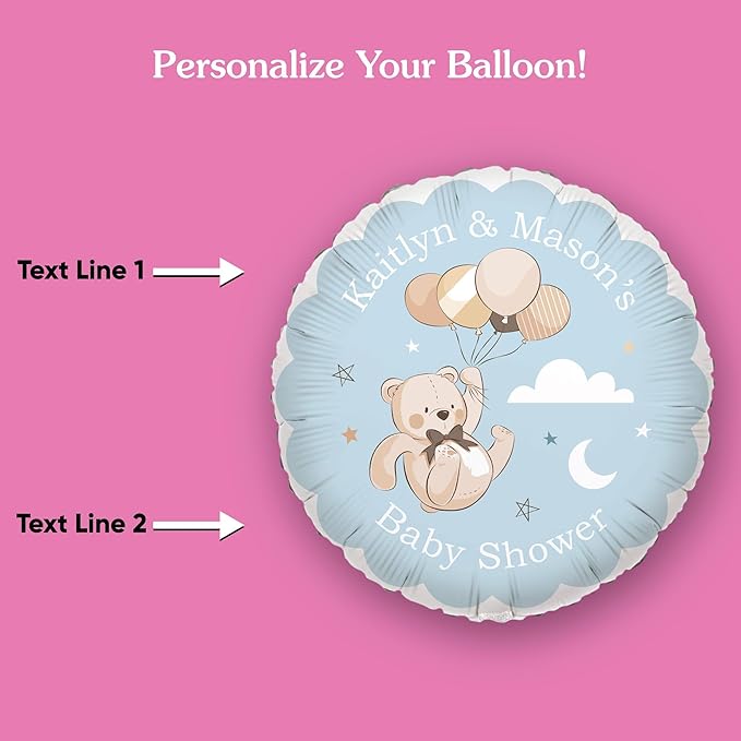 Big Dot of Happiness Personalized We Can Bearly Wait Balloon, Teddy Bear Baby Shower Party Decoration, Custom Greeting Message Double-Sided Circle Mylar, 1 Piece