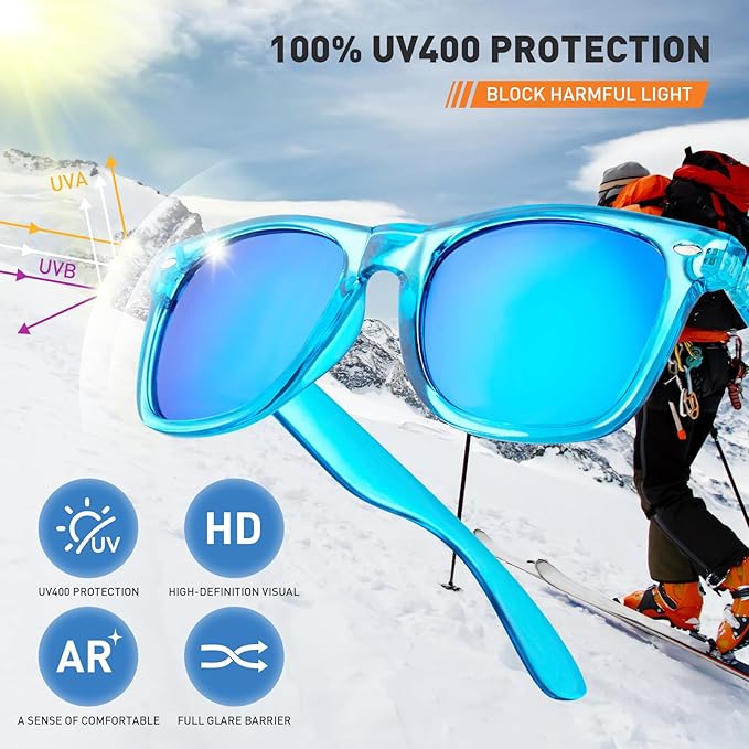 10/20 Pack Colored Sunglasses Mirrored Lens Bulk Party Glasses Classic Eyewear Birthday Beach Pool Unisex Adults