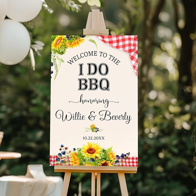 Personalized I Do BBQ Welcome Sign, Welcome Sign For BBQ Rehearsal Dinner, BBQ Engagement Party Sign, Couples Shower BBQ Sign, BBQ Yard Sign, BBQ Signs For Outside, I Do BBQ Decorations