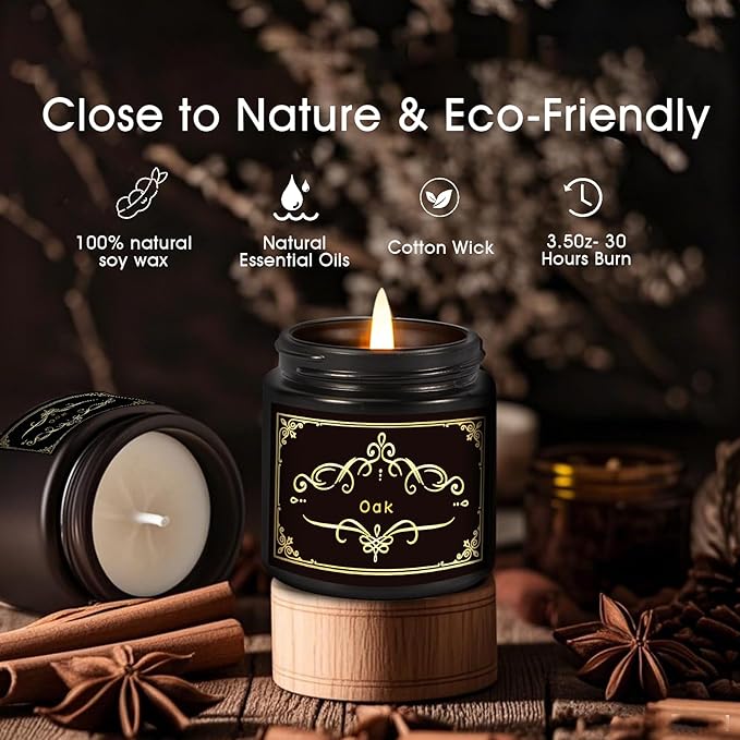 6 Pack Christmas Scented Candles Gift for Men, Scented Candles Gifts Set for Men Women, Smoke-Free Strong Fragrance Long Lasting Candle for Home, Natural Soy Jar Candles Set for Men Christmas
