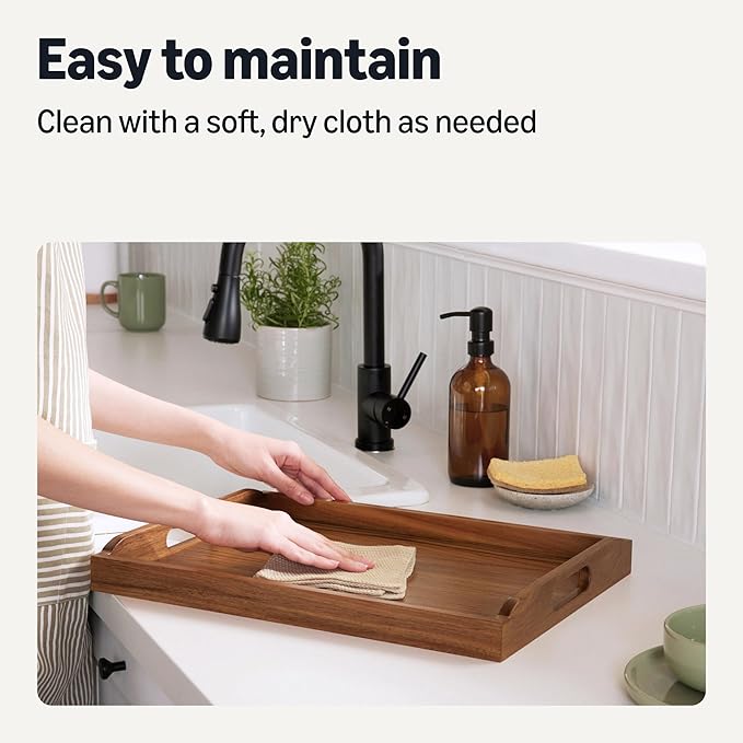 Amazon Basics Wooden Serving Tray, Acacia Wood, 17 x 12 in.