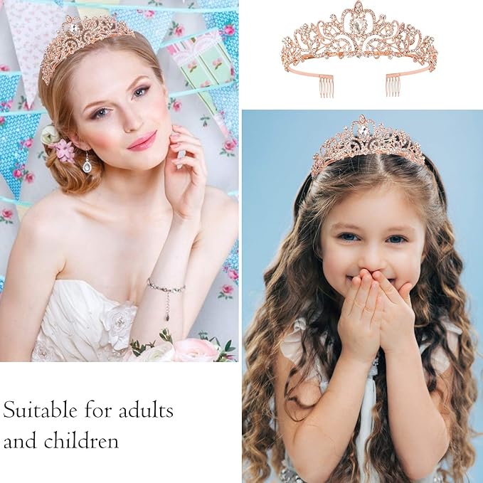 VELSCRUN Birthday Tiara & Crown Set - Princess Sash, Happy Birthday Girl Tiara, Party Decorations & Gifts