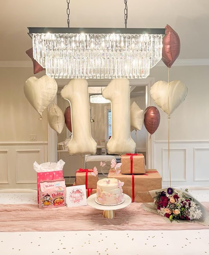 Smlpuame 40 Inch Beige Number 1 Balloon for 1st Birthday Decorations Boys Girls, Large Self Inflating Cream Foil Number 0-9 White Sand 1 Balloons for Women Men Party Anniversary Supplies Baby Shower