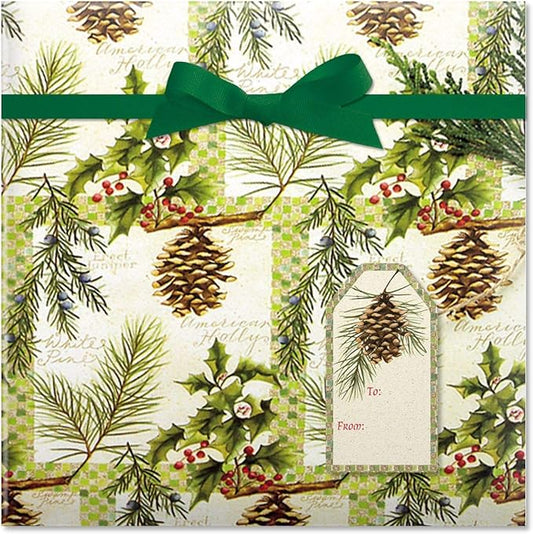Current Botanical Windows Christmas Rolled Wrapping Paper - Premium Jumbo 23-Inch x 32-Foot Gift Wrap Roll, 61 Square Feet Total