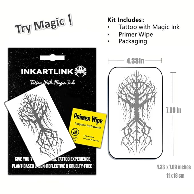 INKARTLINK Semi Permanent Tattoo, Party Tattoo, Beautiful and Realistic Design, Fun Tattoo Experience, Cruelty-free, Non-reflective, Waterproof (Tree of Life 2)
