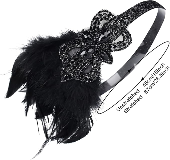 Women flapper feather headband for 1920s theme party Gatsby Headpiece for 20S Party