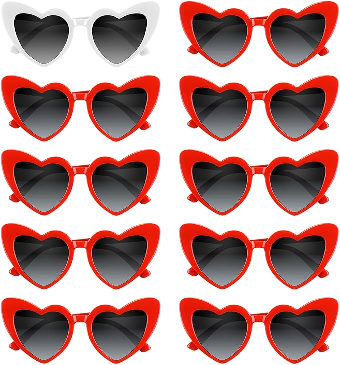 4/6/8/10/12 Pack Bachelorette Sunglasses Heart Sunglasses Vintage Heart Shaped Glasses for Women Bridal Party Wedding