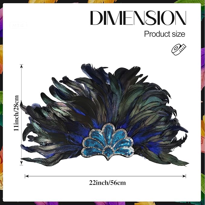 Women's Carnival Feather Headpieces Sequin Headdress for Wedding Masquerade Party Cosplay Feather Headbands