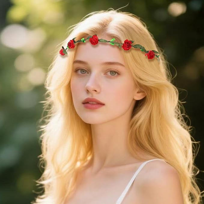 16 Pieces Flower Crown Headband Garland Floral Headbands Wreath Headpiece for Wedding Festival Vacation Fairy Party