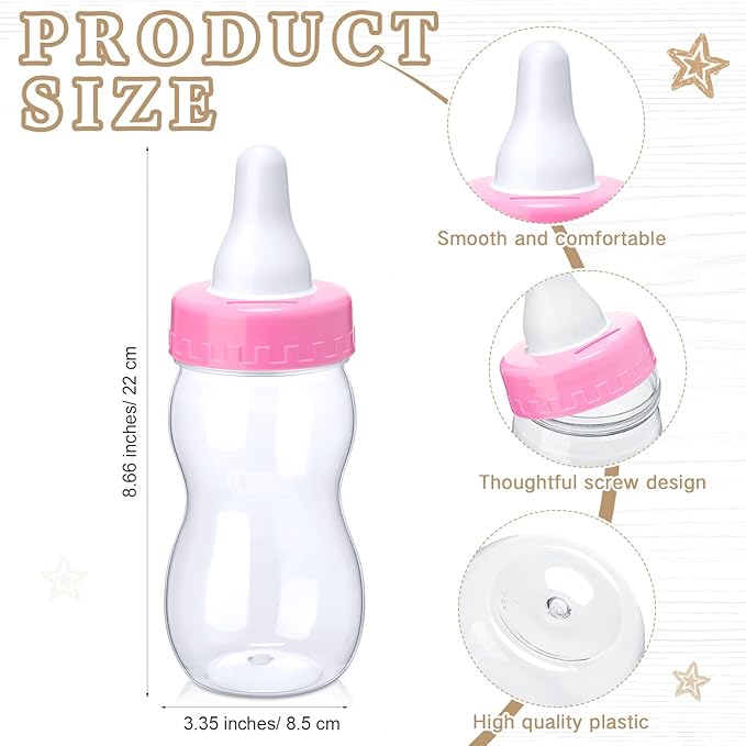 Roowest 512 Pcs Baby Shower Games Guess How Many Pacifiers Sign 100 Small Guessing Games 10 HB Pencils 750ml Milk Bottle 400 Acrylic Pacifiers Decoration for Guest Gender Reveal(Pink,Kraft)