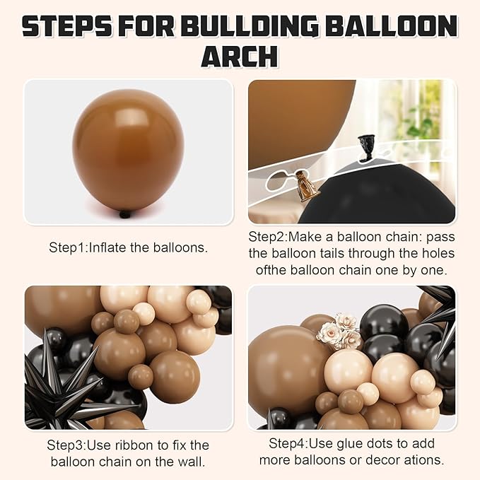Black Brown Nude Balloon Arch Kit,Balloon Garland with Black Star Foil Balloons for Wild West Country Birthday Baby&Bridal Shower Gender Reveal Birthday Party Decorations