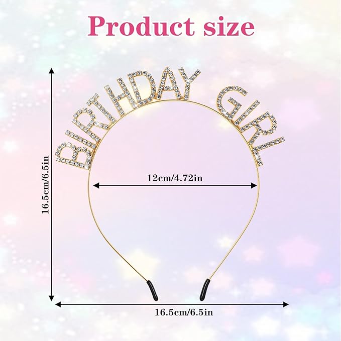Gold Birthday Girl Headband,Glitter Letter Tiara,HappyBirthday Tiara for Women Girls Princess Crown Rhinestones Accessories Birthdays Girl Crown for Party Deco Gift
