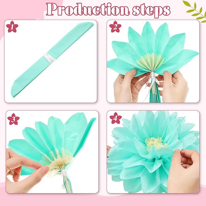 Geyee 18 Pcs Mexican Paper Flowers Colorful Fiesta Tissue Paper Flowers Pom Poms Mexican Carnival for Floral Party Backdrop Wedding Birthday Party Craft, 6" 8" 10"(Colorful)