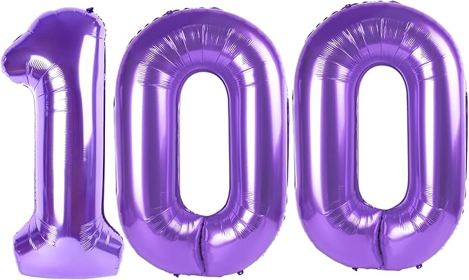 Purple 100 Number Balloon