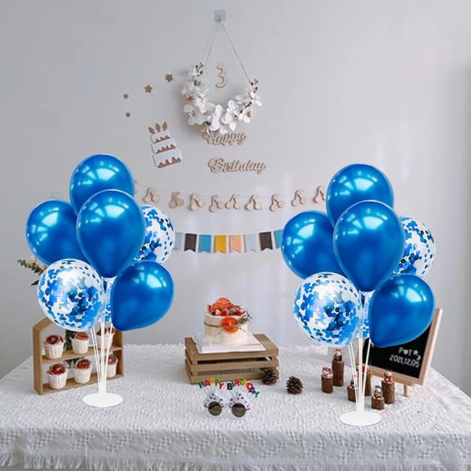 6 Set Balloon Stand with Blue Balloons Centerpiece Table Decorations Birthday Graduation Bridal Shower Wedding Anniversary Father's Day Retirement New Years Decorations 2025