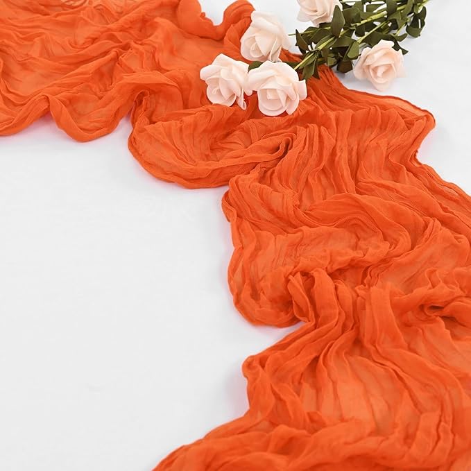 12 Pack Cheesecloth Table Runner, 35 x 120 Inch Boho Orange Cheese Cloth Table Runner 10 ft Gauze Table Runners for Wedding Fall Thanksgiving Christmas Decor