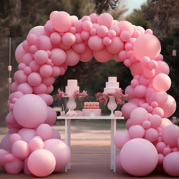 130PCS Pink Balloons, Latex Balloons Different Sizes 18/12/10/5 Inch, Helium Balloons with Ribbon, Party Balloon Set for Birthday Wedding Graduation Anniversary Baby Shower Decorations.