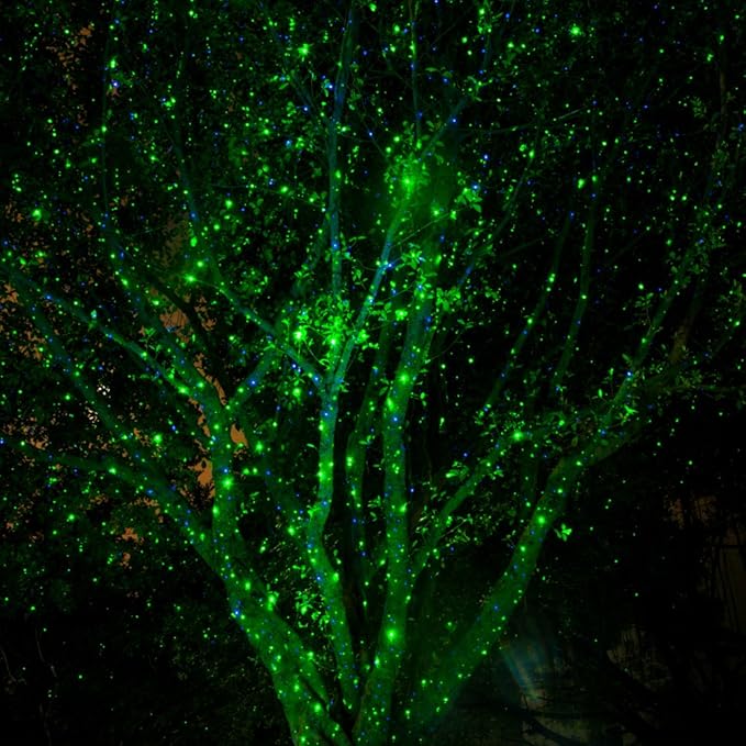 Poeland Garden Lights Moving Laser Christmas Lights Firefly Star Projector for Home and Garden Blue/Green