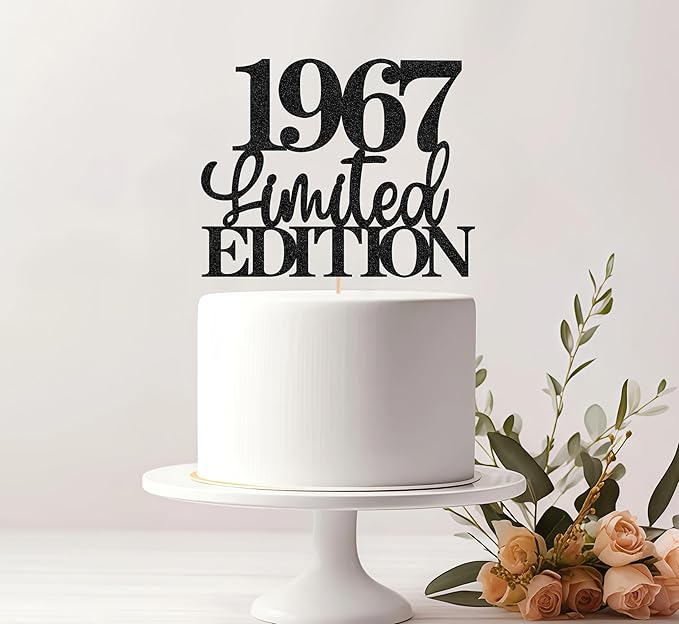 Limited EDITION 1967 Cake Topper - Black Glitter Happy 58th Birthday Party Cake Decoration Supplies, Cheer to 58 Years Cake Bunting Decor for 58th Birthday Party Photo Booth Props